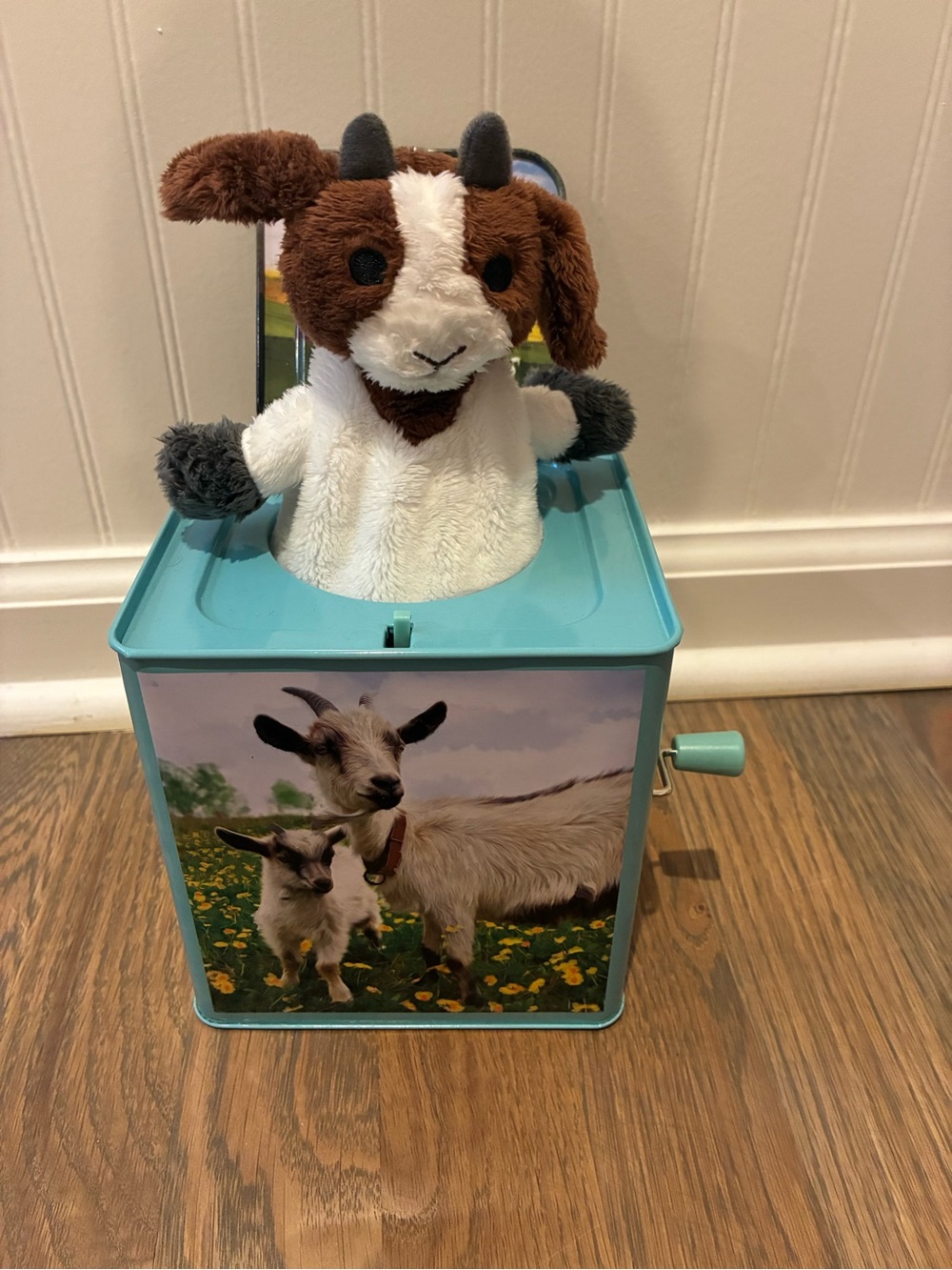 Plush Goat Music Box Toy - Brown & White Plush